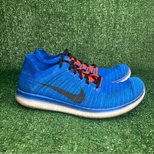 Nike Free RN Flyknit Shoes Mens Size 11 Blue Black Orange Running 831069-405